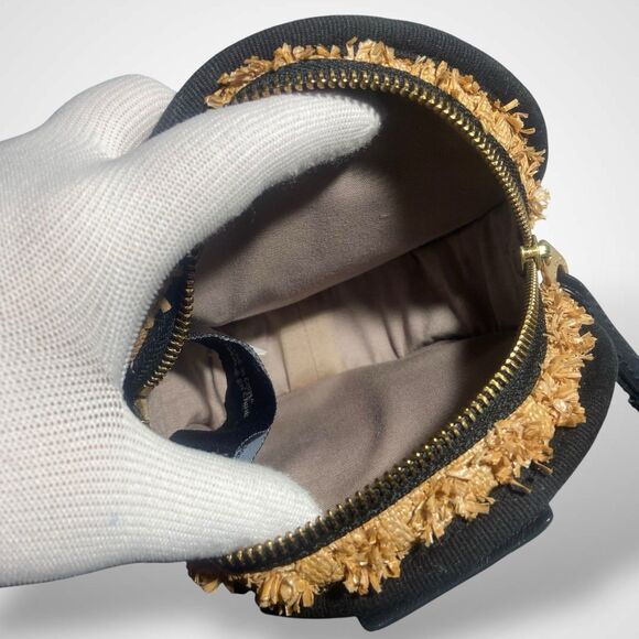 Marc by Marc Jacobs Round Striped Wristlet Bag Jute Tan & Black Boho Casual - Picture 7 of 9